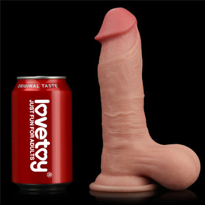 Lovetoy 7.8'' Sliding Skin Dual Layer Dong - Whole Testicle