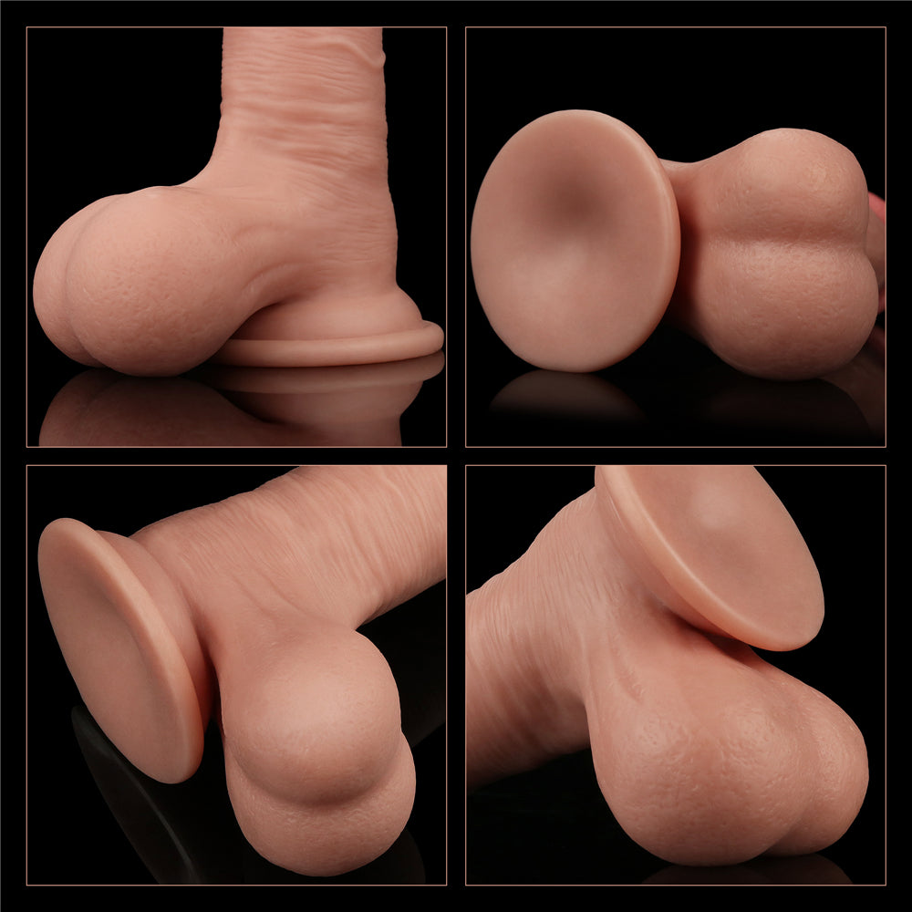 Lovetoy 7.8'' Sliding Skin Dual Layer Dong - Whole Testicle