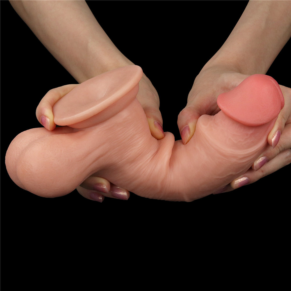 Lovetoy 7.8'' Sliding Skin Dual Layer Dong - Whole Testicle