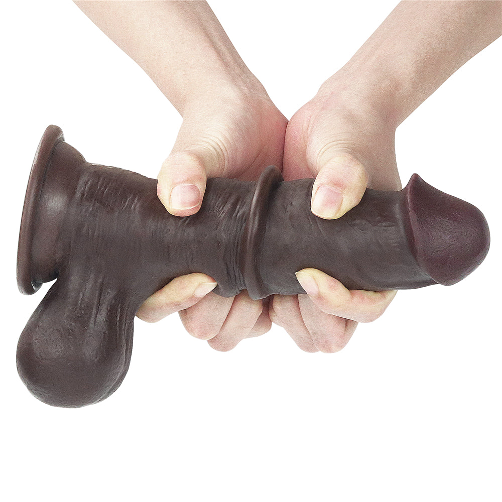 Lovetoy 7.8'' Sliding Skin Dual Layer Dong - Whole Testicle