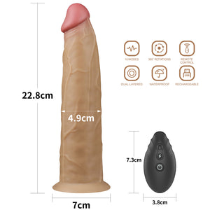 Lovetoy 9" Dual Layered Silicone Rotator, 10 Function