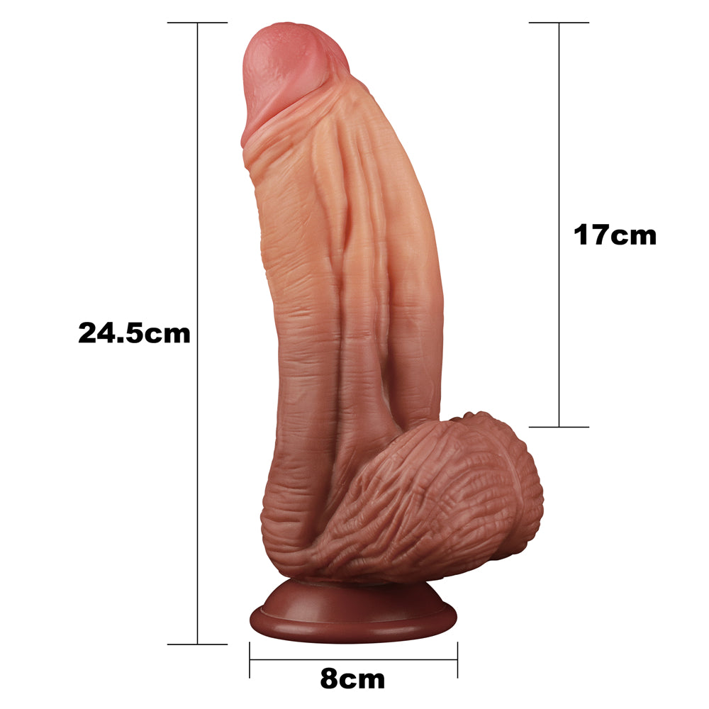 Lovetoy 10'' Dual layered Liquid Silicone Nature Cock