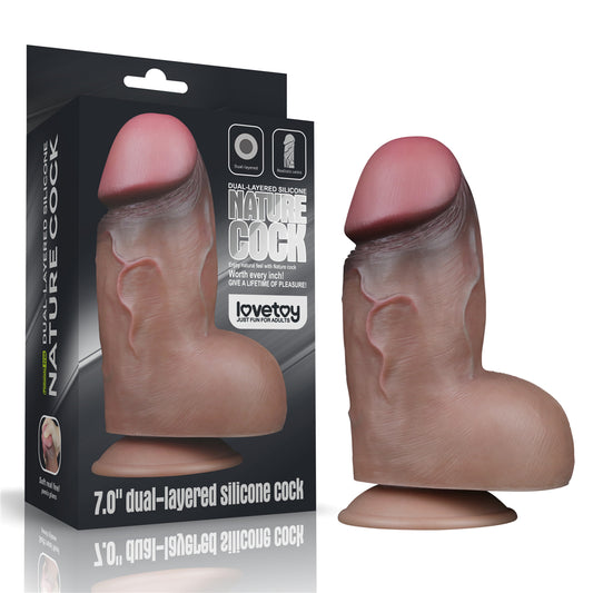 Lovetoy 7.0" Dual Layered Platinum Silicone Cock