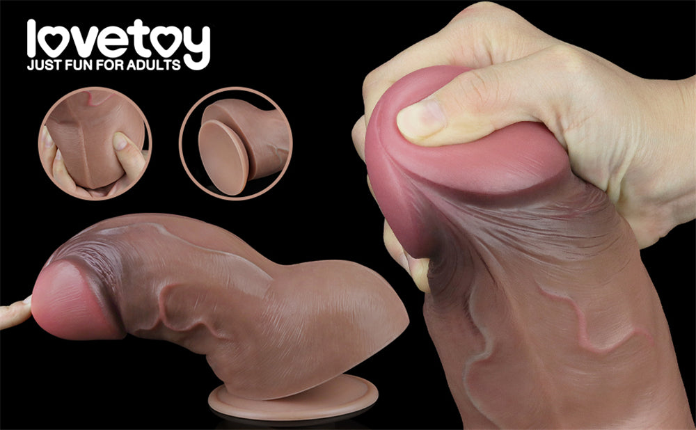 Lovetoy 7.0" Dual Layered Platinum Silicone Cock