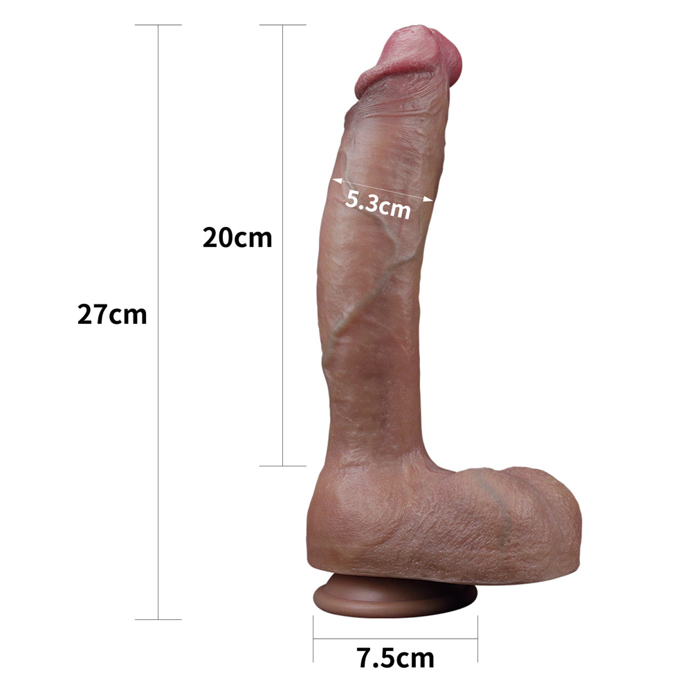 Lovetoy 10.5'' Dual layered Platinum Silicone Cock (Big Balls)