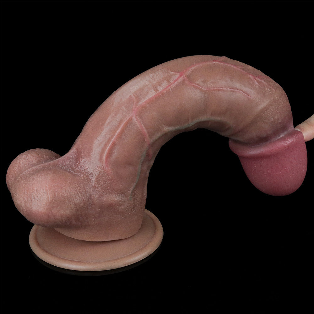 Lovetoy 10.5'' Dual layered Platinum Silicone Cock (Small Balls)