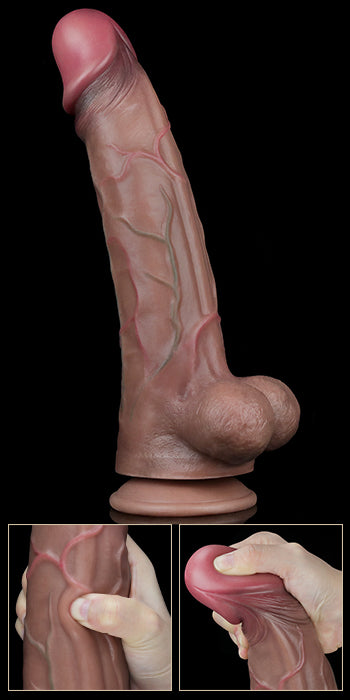 Lovetoy 11.5'' Dual layered Platinum Silicone Cock