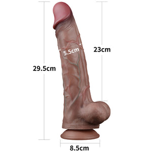 Lovetoy 11.5'' Dual layered Platinum Silicone Cock