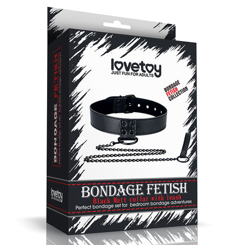 Lovetoy Bondage Fetish Black Matt Collar with Leash