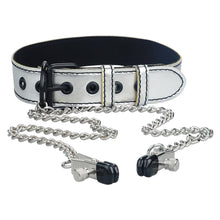 Load image into Gallery viewer, Lovetoy Metallic Silver Collar With Nipple Clamp