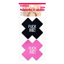 Load image into Gallery viewer, Lovetoy FUCK ME Cross Pattern Nipple Pasties (2 Pack)