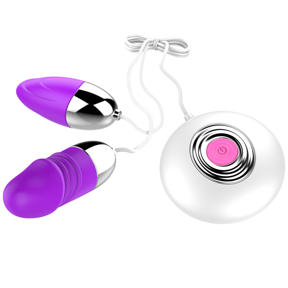 Double Vibrating Eggs with Penis Shape Vibrator, 12 Speed