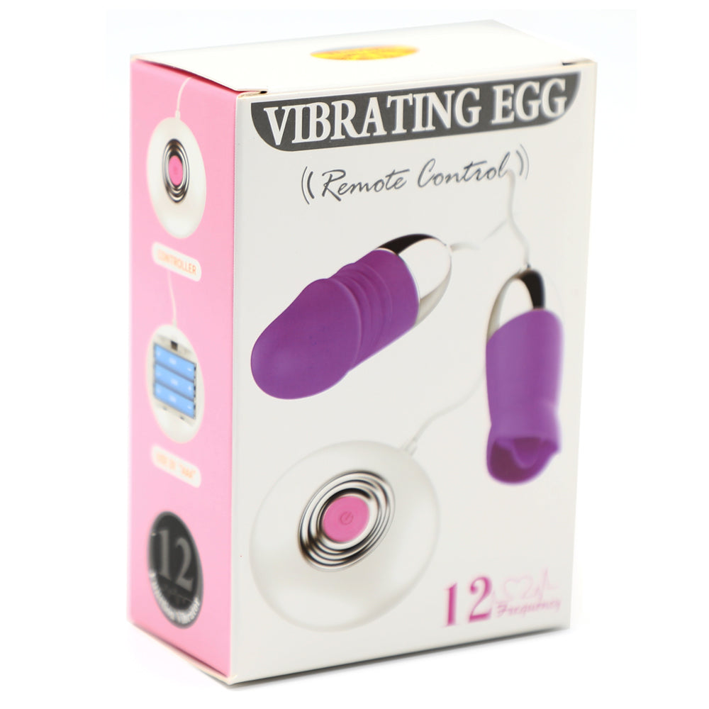 Double Vibrating Eggs with Penis Shape & Tongue Vibrator, 12 Speed