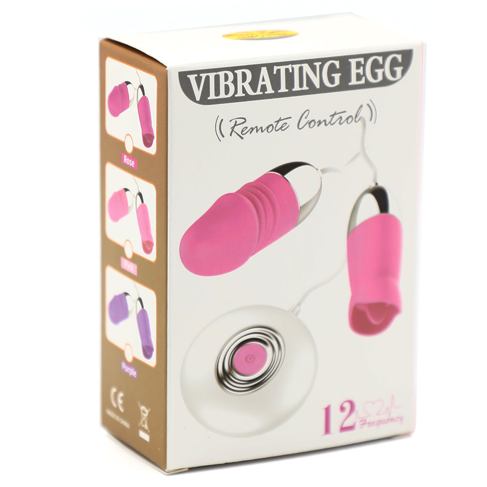 Double Vibrating Eggs with Penis Shape & Tongue Vibrator, 12 Speed