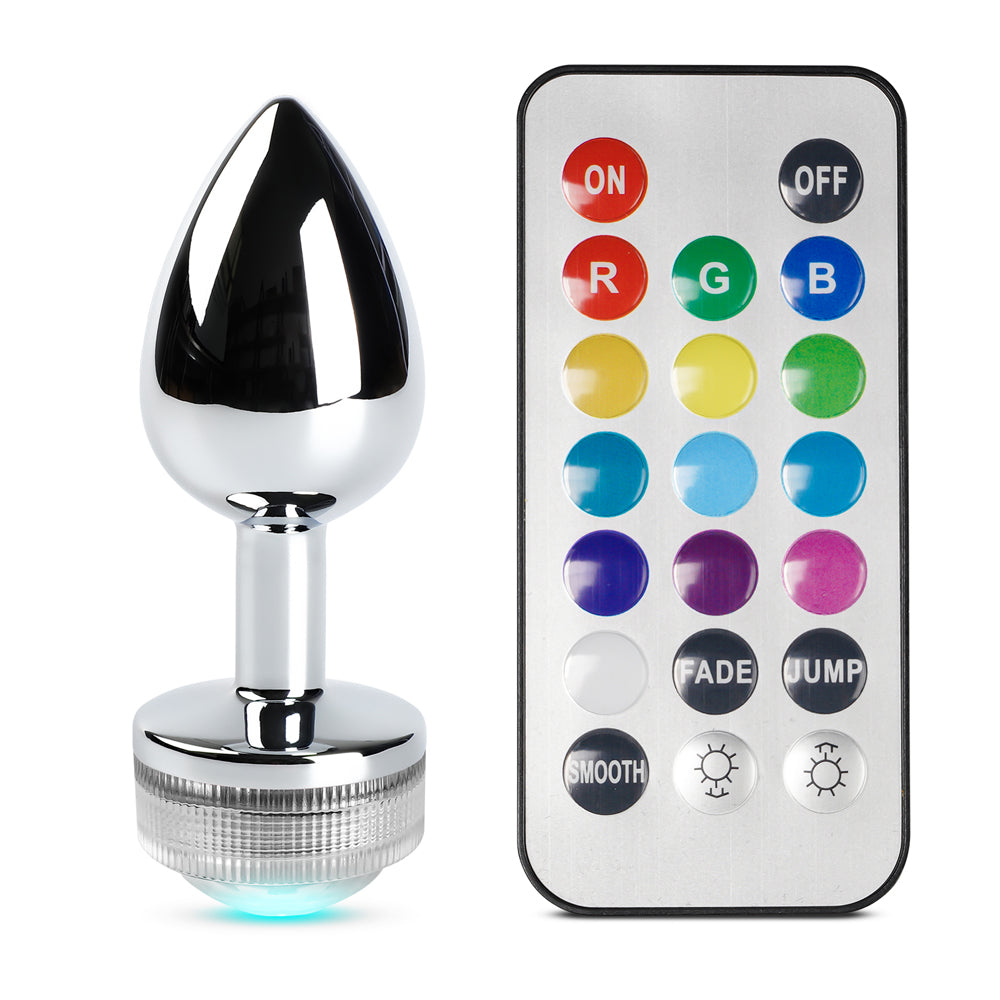 Light Up LED Metallic Butt Plug with 20 Key Remote