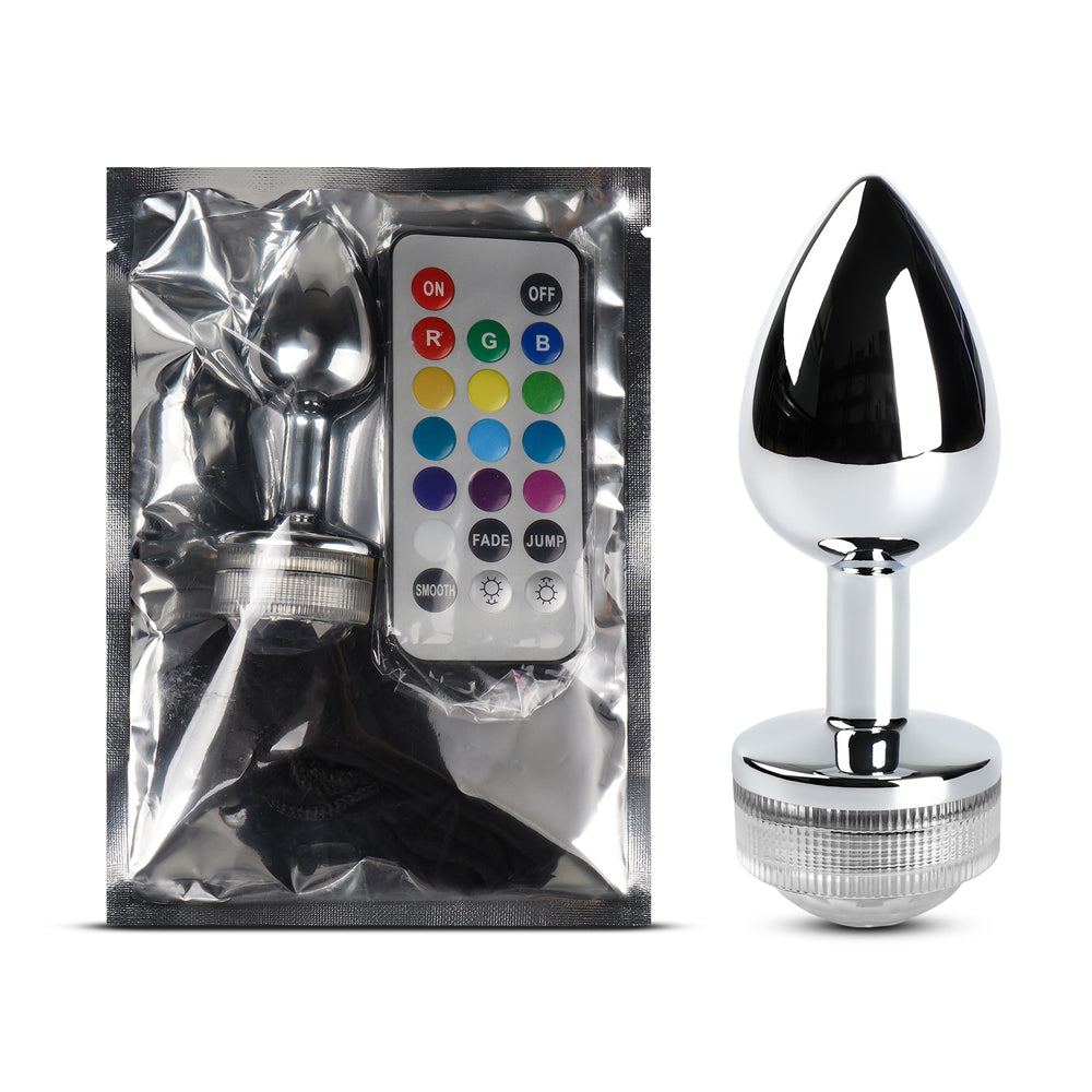 Light Up LED Metallic Butt Plug with 20 Key Remote