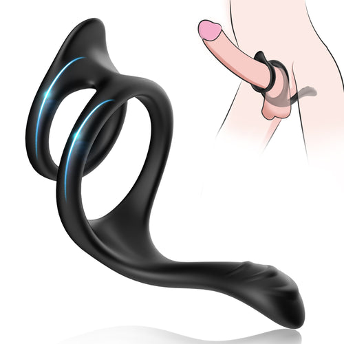 Silicone Dual Penis Ring with Perineum Stimulator (Taint Teaser)