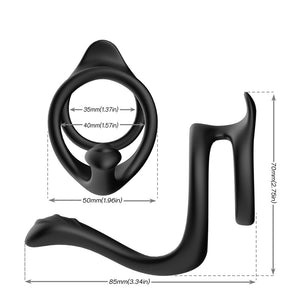 Silicone Dual Penis Ring with Perineum Stimulator (Taint Teaser)