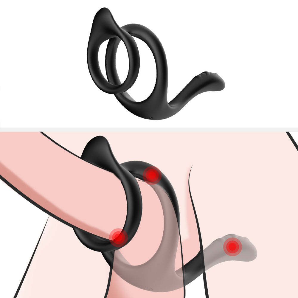 Silicone Dual Penis Ring with Perineum Stimulator (Taint Teaser)