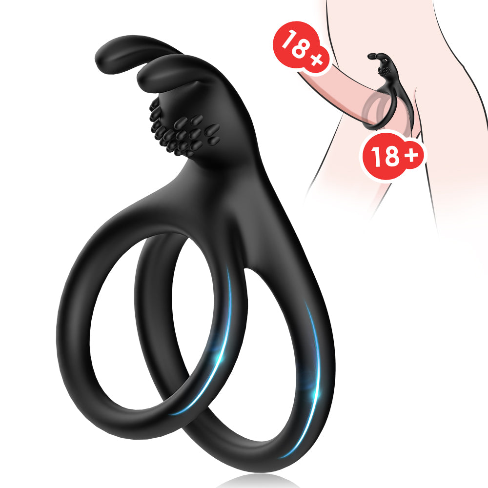 Silicone Rabbit Dual Penis Ring with Clitoral Stimulator