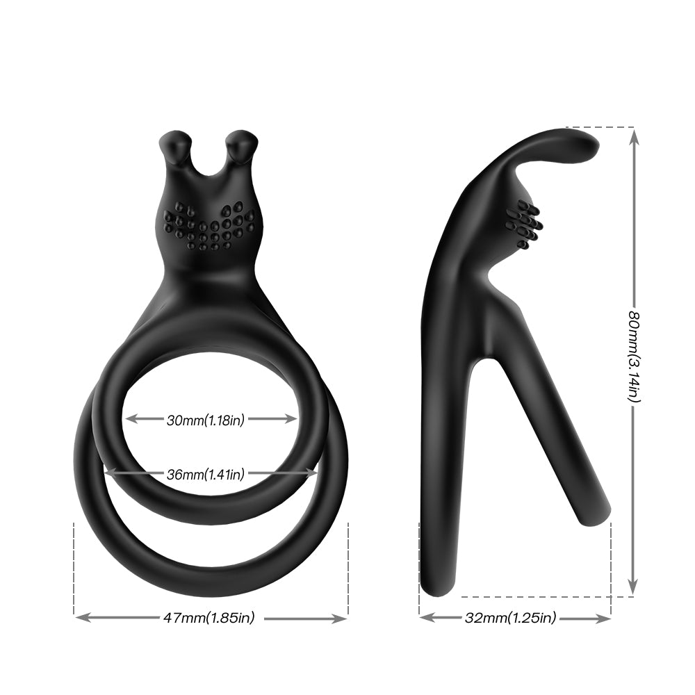 Silicone Rabbit Dual Penis Ring with Clitoral Stimulator