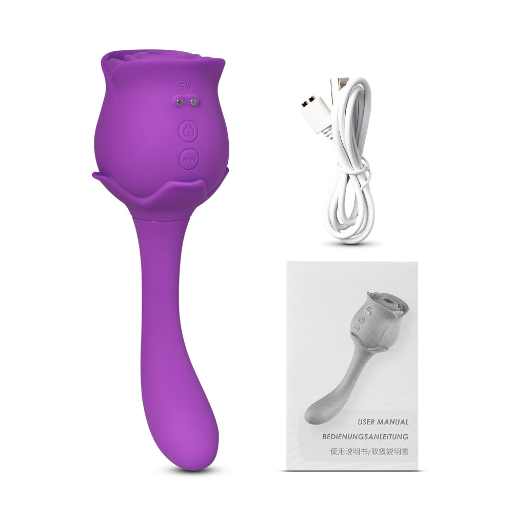 2 in 1 Rose Suction Vibrator, 10 Function