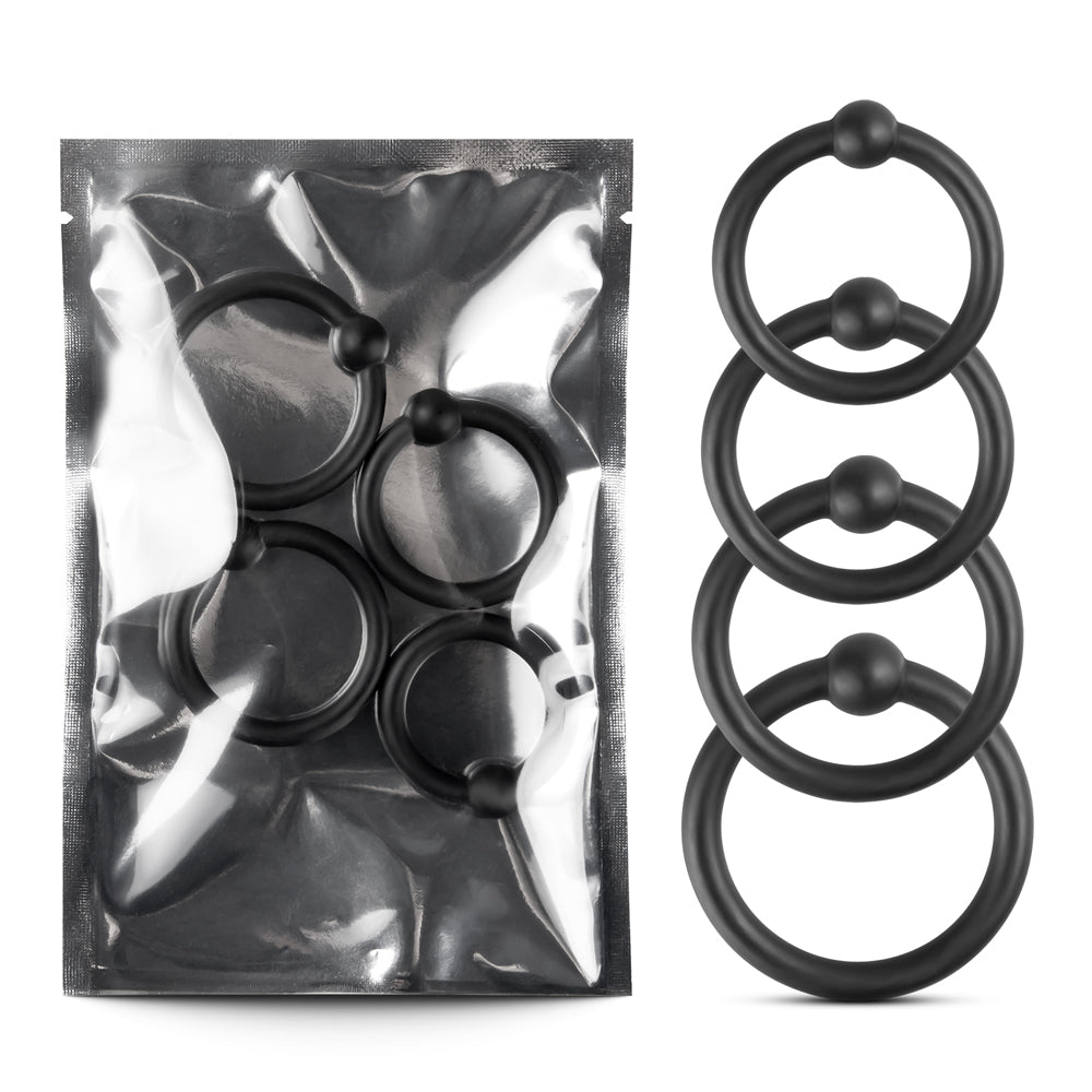 Silicone Cock Ring with Ball Kit (4 Pcs)