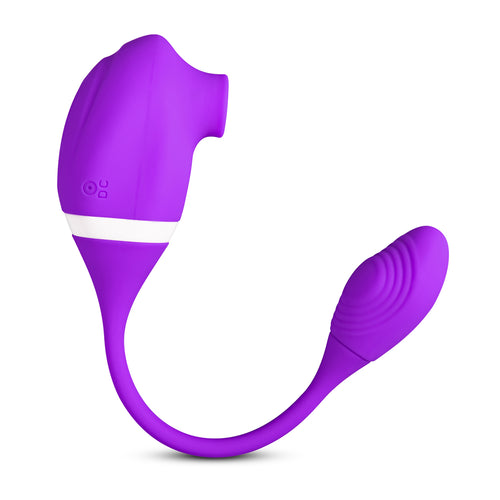 Double Ended Clitoral Sucking Vibrator with Vibrating Egg, 10 Function
