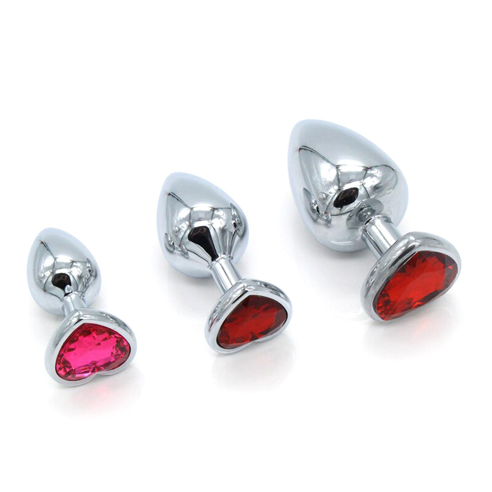 Metallic Heart Shaped Butt Plug with Diamond