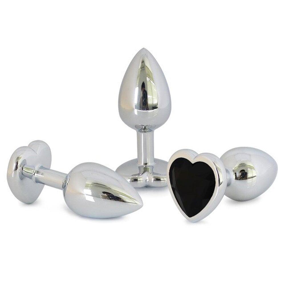 Metallic Heart Shaped Butt Plug with Diamond