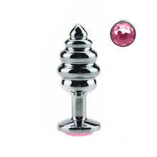 Load image into Gallery viewer, Metallic 5 Graduated Threaded Butt Plug with Diamond