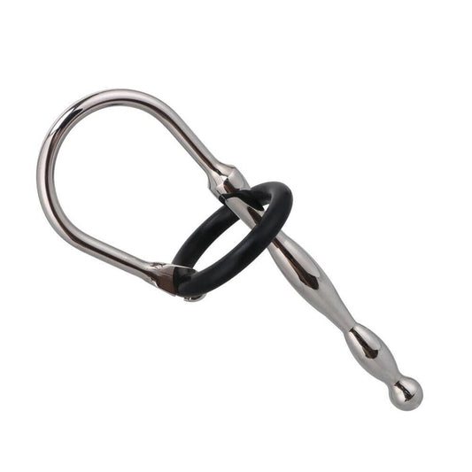 Stainless Steel Penis Plug with Silicone Rings Style B