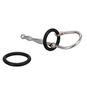 Stainless Steel Penis Plug with Silicone Rings Style B