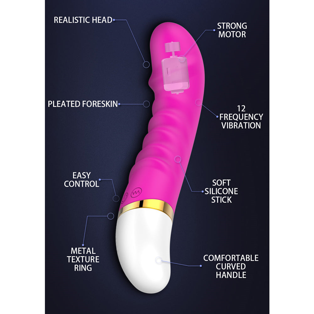 G-Spot Bass Vibration Dildo Vibrator, USB Rechargeable, 12 Function