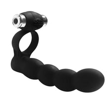 Load image into Gallery viewer, Aphrodisia Trinity Fun Vibrating Penis Ring with Double Penetration Anal Beads