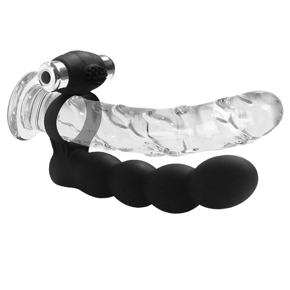 Aphrodisia Trinity Fun Vibrating Penis Ring with Double Penetration Anal Beads