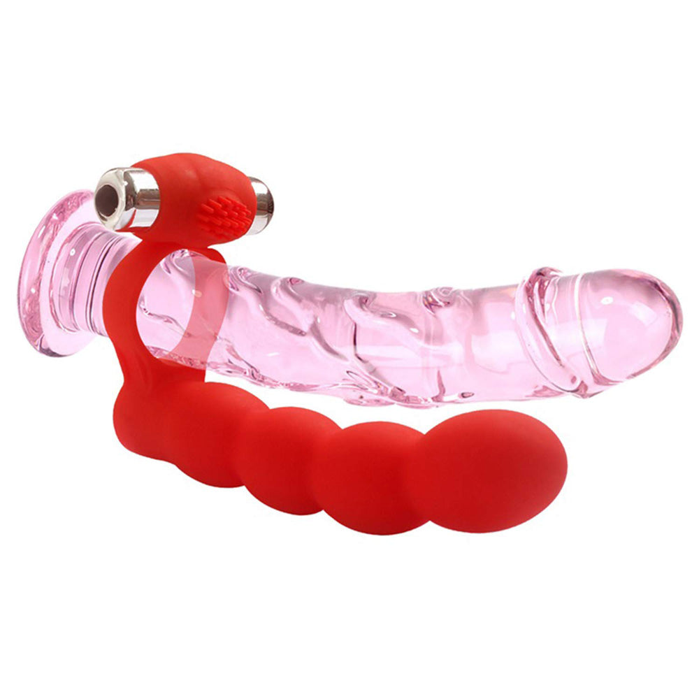 Aphrodisia Trinity Fun Vibrating Penis Ring with Double Penetration Anal Beads