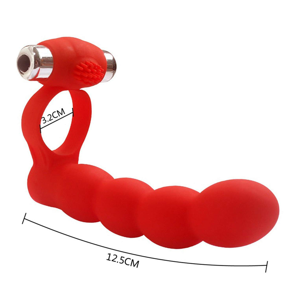 Aphrodisia Trinity Fun Vibrating Penis Ring with Double Penetration Anal Beads