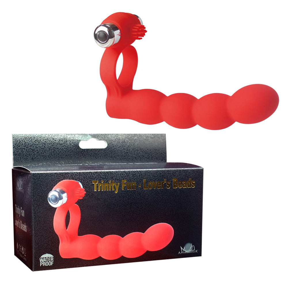 Aphrodisia Trinity Fun Vibrating Penis Ring with Double Penetration Anal Beads