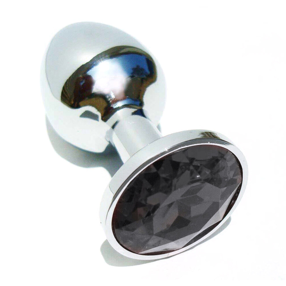 Metallic Silver Butt Plug with Diamond