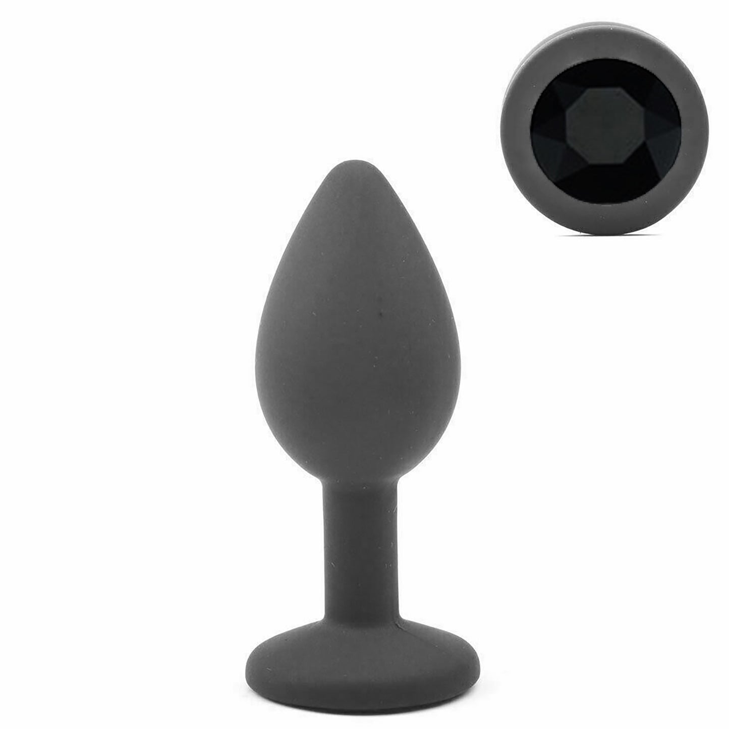 Black Silicone Circle Shaped Butt Plug with Diamond