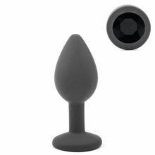 Load image into Gallery viewer, Black Silicone Circle Shaped Butt Plug with Diamond