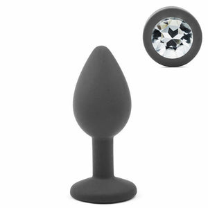 Black Silicone Circle Shaped Butt Plug with Diamond