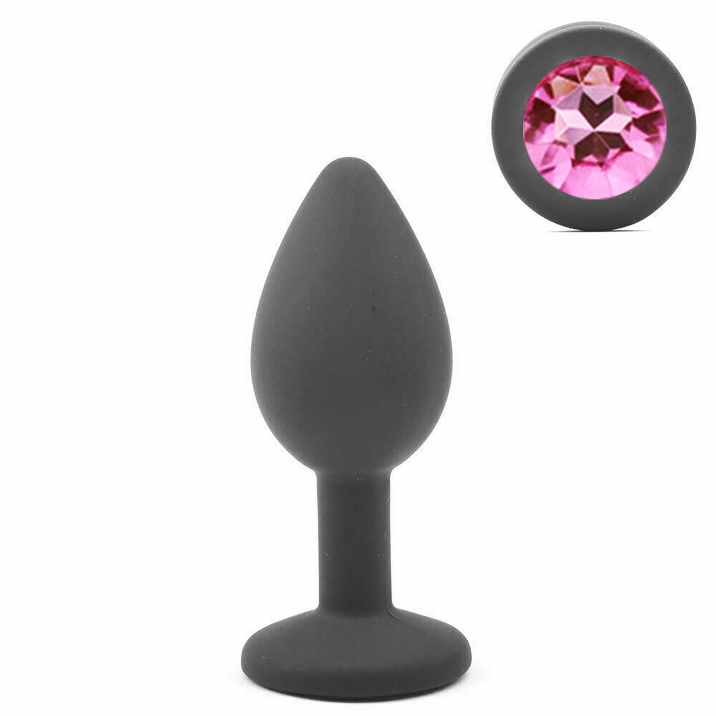 Black Silicone Circle Shaped Butt Plug with Diamond