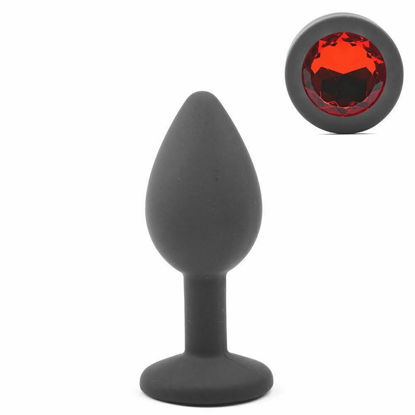 Black Silicone Circle Shaped Butt Plug with Diamond