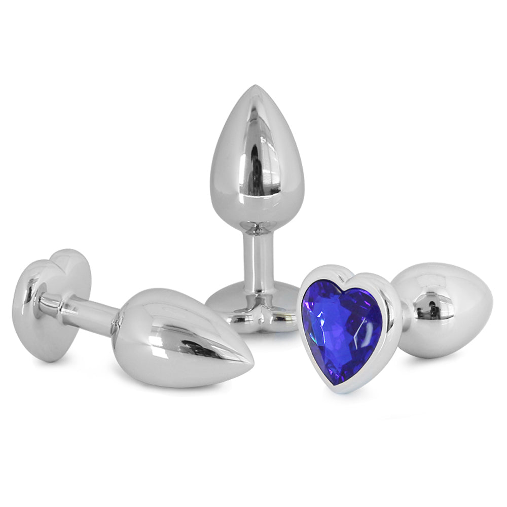 Metallic Heart Shaped Butt Plug with Diamond