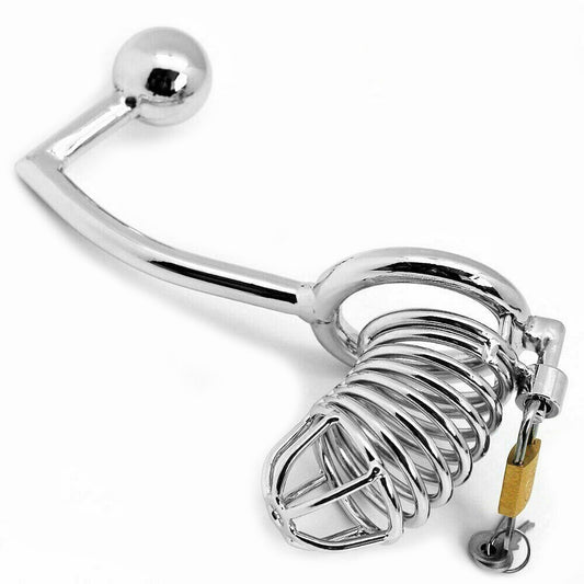 Chastity Cage with Anal Hook