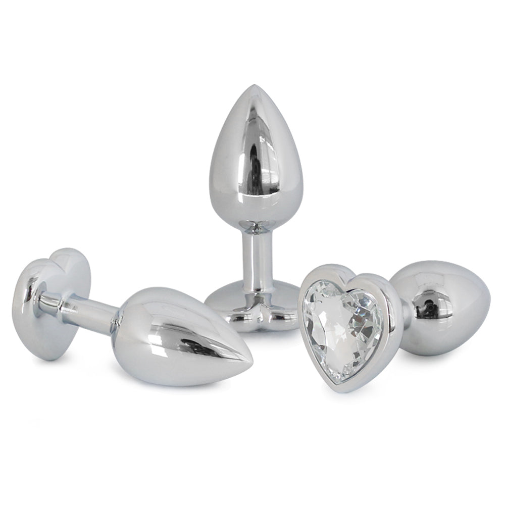 Metallic Heart Shaped Butt Plug with Diamond