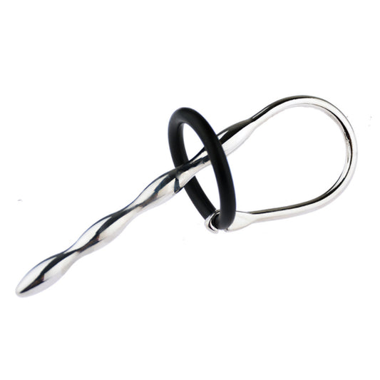 Stainless Steel Penis Plug with Silicone Rings Style D