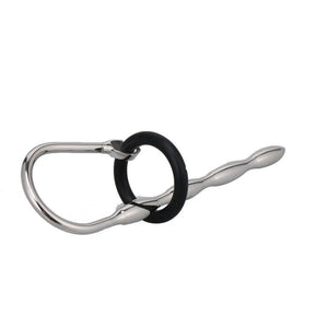 Stainless Steel Penis Plug with Silicone Rings Style D